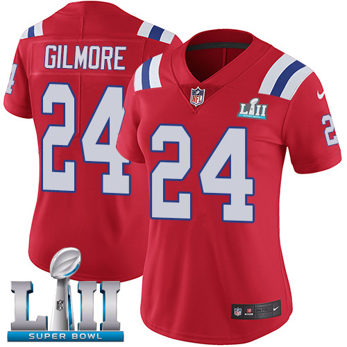 Nike Patriots #24 Stephon Gilmore Red Alternate Super Bowl LII Women's Stitched NFL Vapor Untouchable Limited Jersey
